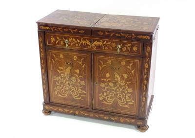 Appraisal: A th Century Dutch floral marquetry side cabinet with folding