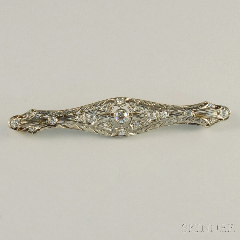 Appraisal: Art Deco Platinum and Diamond Bar Pin with nineteen assorted