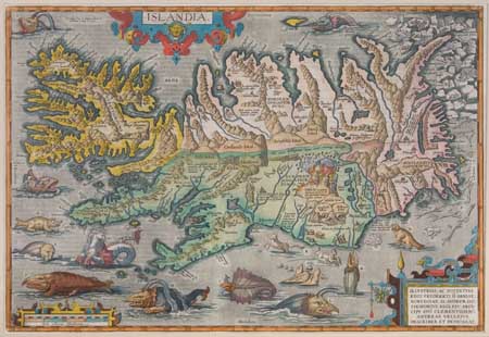 Appraisal: ORTELIUS ABRAHAM Islandia Double-page engraved map x mm wide margins