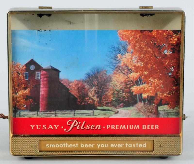 Appraisal: Yusay Beer Barn Scene Light-Up Sign Original cord Some overall