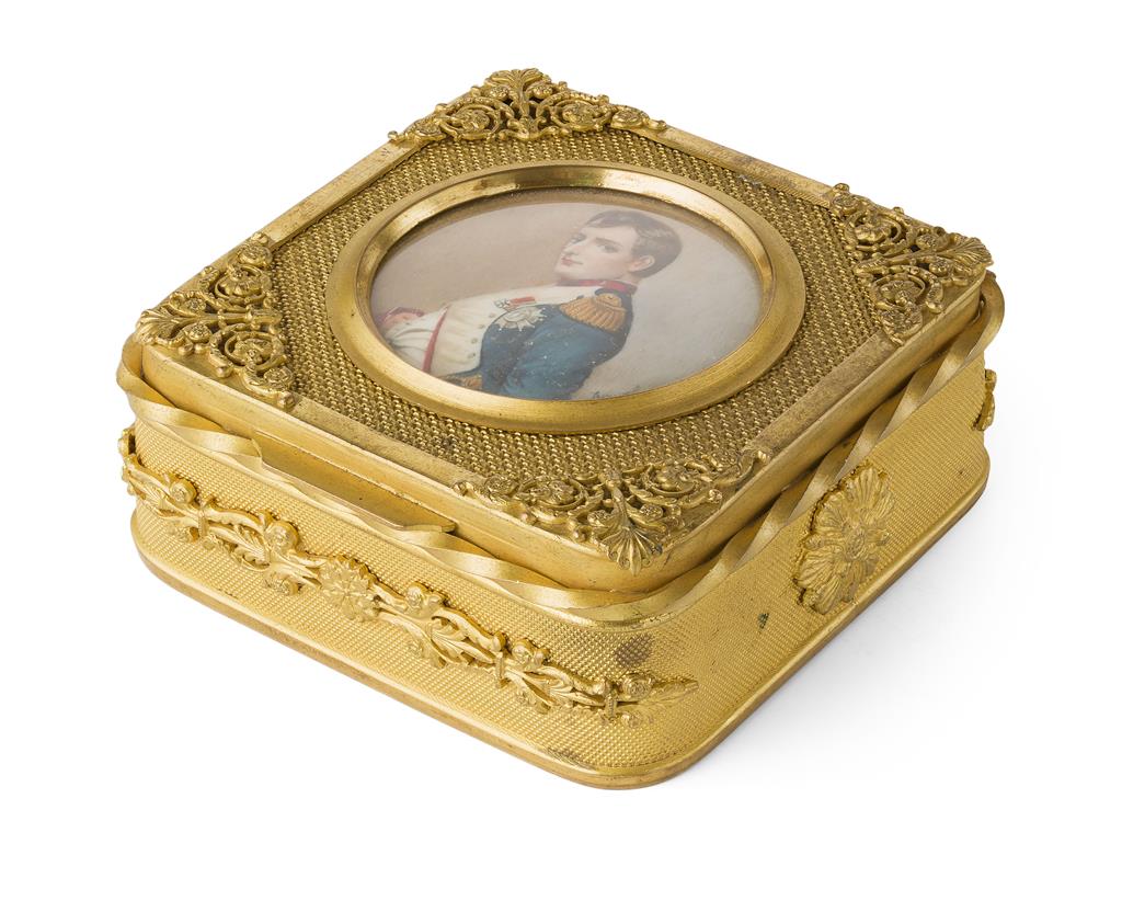 Appraisal: YFRENCH GILT METAL BOX OF NAPOLEONIC INTEREST TH CENTURY of