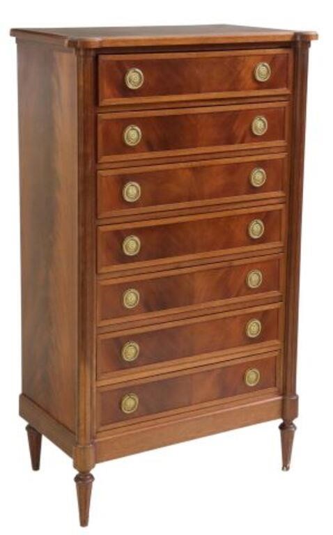 Appraisal: French Louis XVI style mahogany tall chest of drawers late