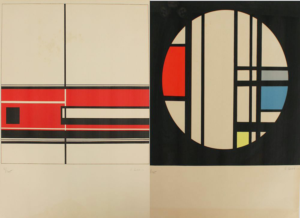 Appraisal: GORIN Jean French - Modernist Compositions Lithographs sight size ''