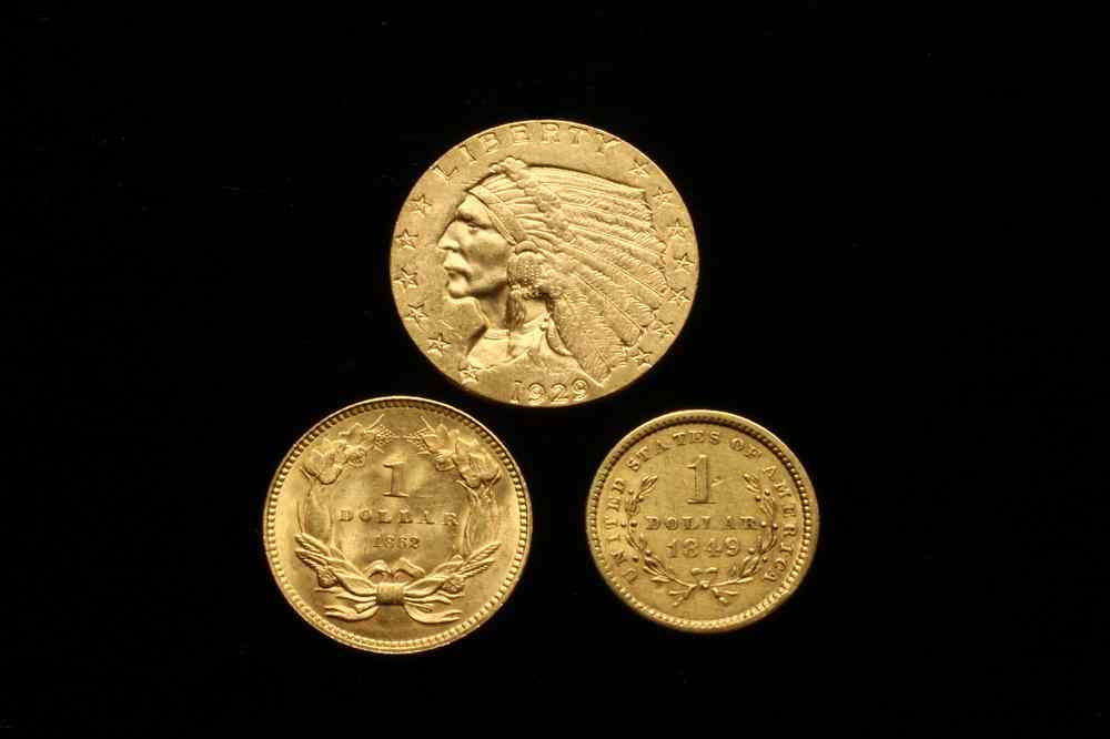 Appraisal: COINS - US gold coins one dollar one dollar Indian