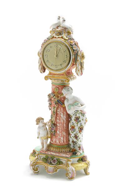 Appraisal: A Meissen style porcelain figural table clock height in