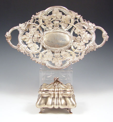 Appraisal: PIECE CONTINENTAL SILVER TEA CADDY REPOUSSE TRAY To include German