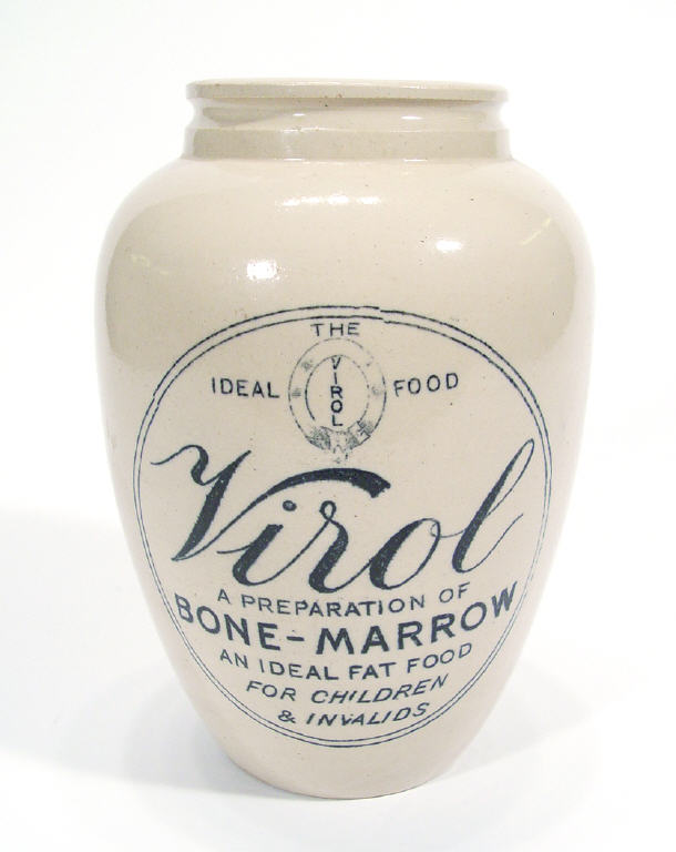 Appraisal: Stoneware 'Virol' bone marrow advertising jar printed decoration to front