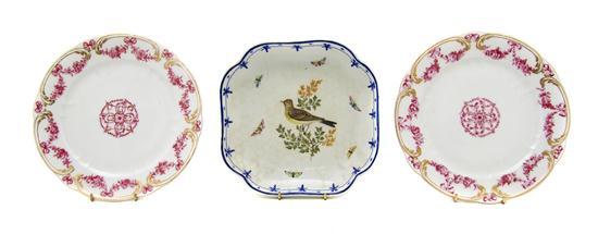 Appraisal: Collection of Three Sevres Style Plates comprising a pair having