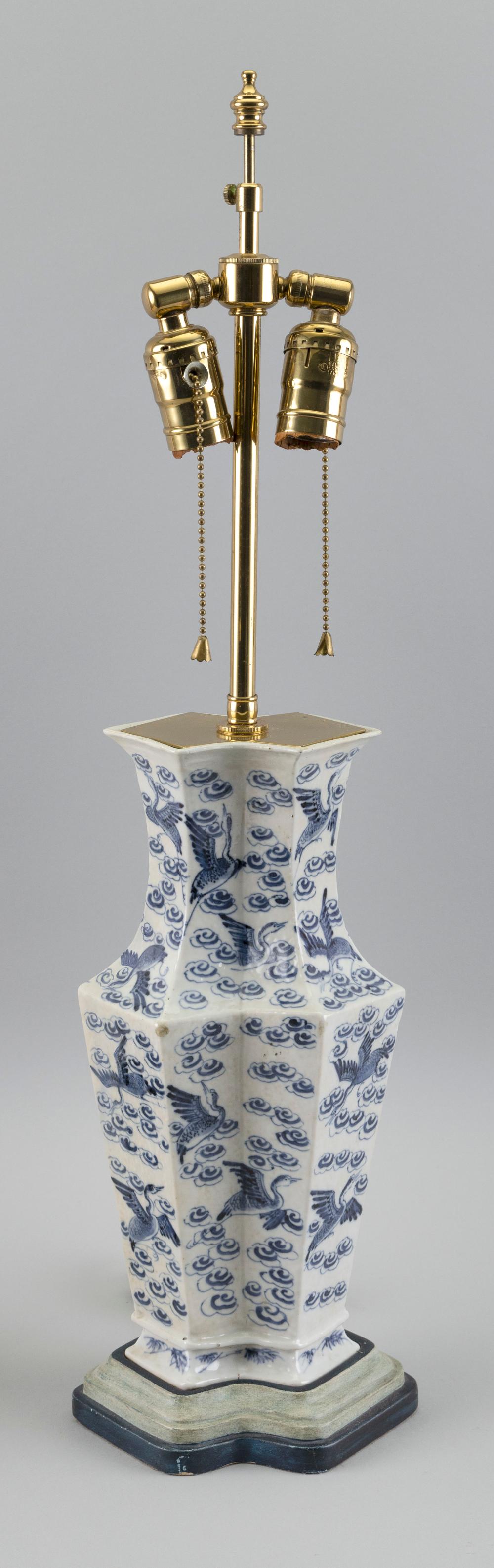 Appraisal: CHINESE BLUE AND WHITE PORCELAIN VASE HEIGHT MOUNTED AS A