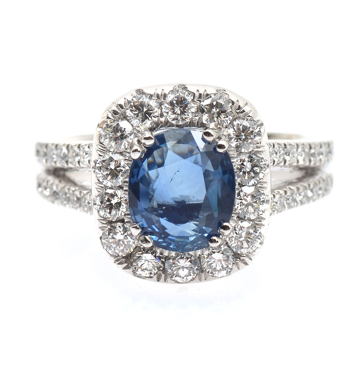 Appraisal: CT SAPPHIRE WITH DIAMONDS IN PLATINUM CT natural oval mixed