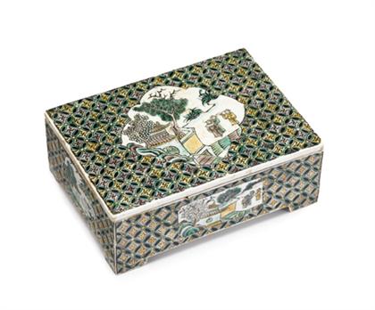 Appraisal: Good Chinese famille noire covered box kangxi period Of typical