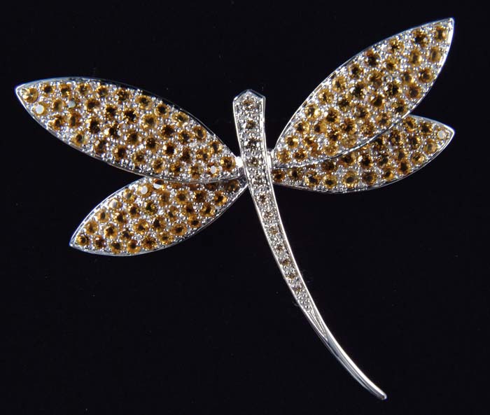 Appraisal: CITRINE DIAMOND BROOCH kt white gold brooch is in the