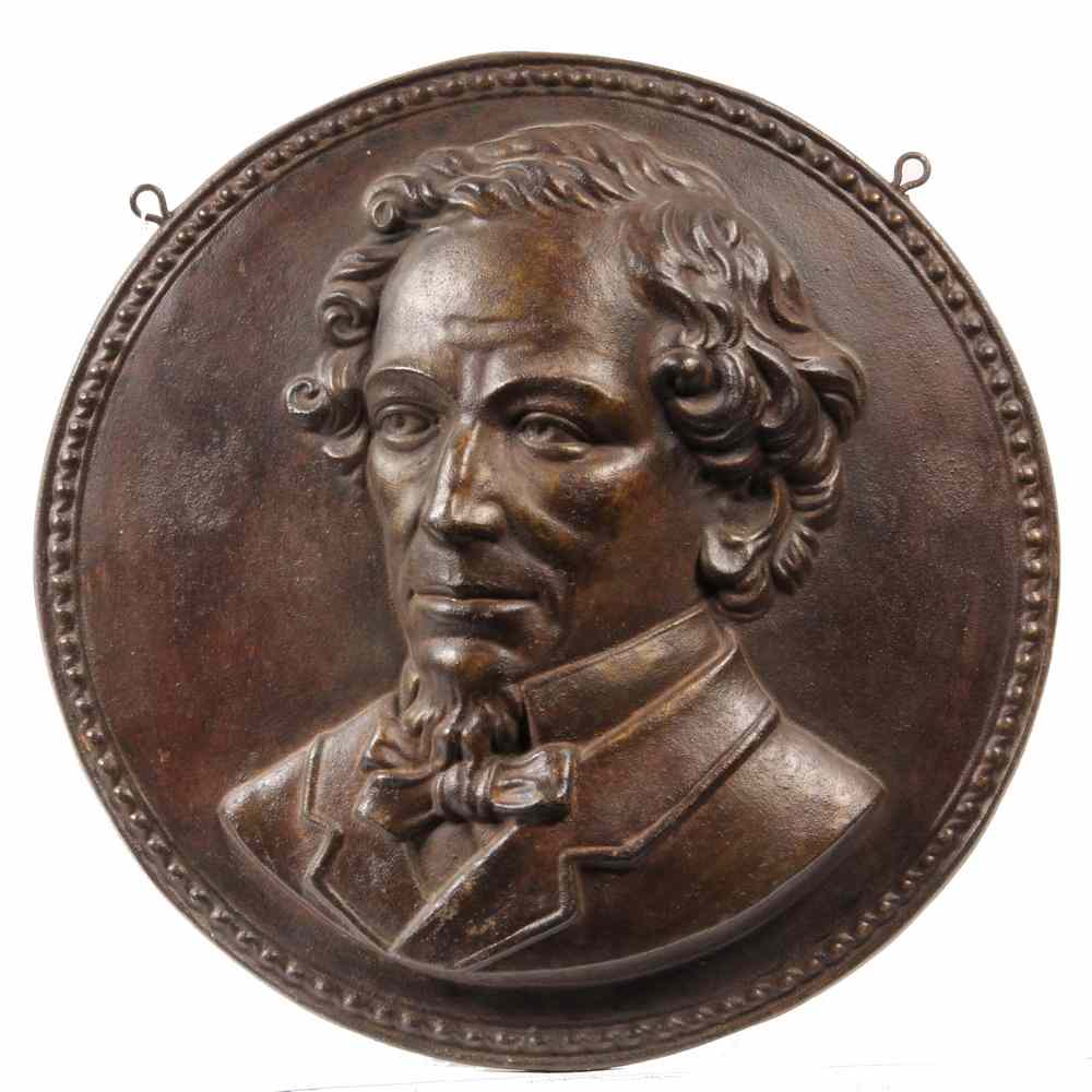 Appraisal: IRON PORTRAIT PLAQUE - Round Bas Relief Portrait Plaque of