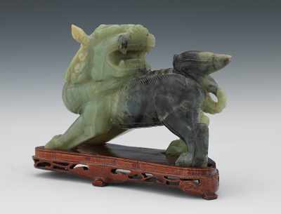 Appraisal: Carved Jade Mythical Lion Finely carved mythical lion with beautiful