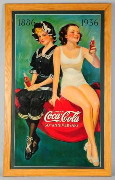 Appraisal: Large Vertical Cardboard Coca-Cola Poster Beautiful bright colors with th