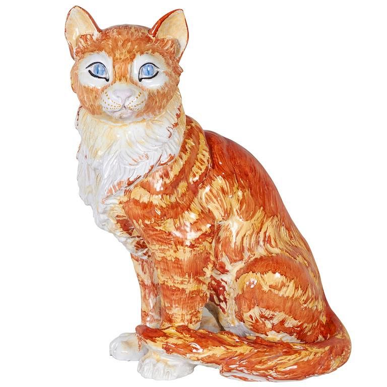 Appraisal: Meiselman Italian Hand-Painted Ceramic Tabby Cat Meiselman Imports hand-painted and