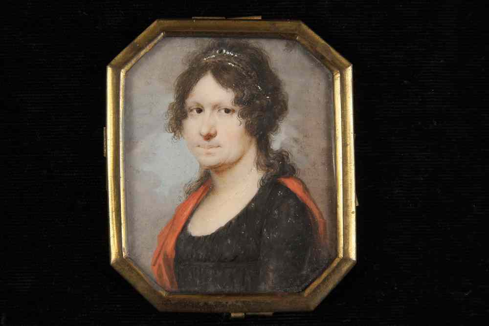 Appraisal: MINIATURE PORTRAIT - Watercolor on Ivory Portrait of a woman