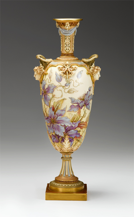 Appraisal: Royal Worcester gilt decorated porcelain vase Of baluster form with