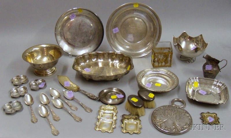 Appraisal: Approximately Thirty-three Sterling and Silver Plated Serving Items including a