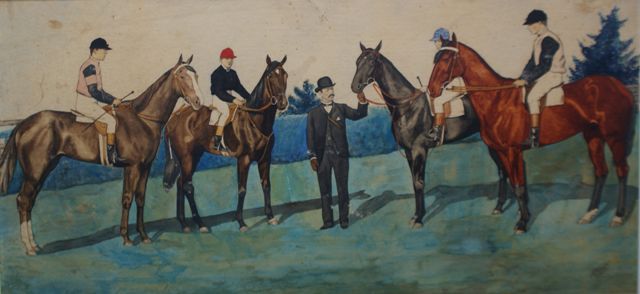 Appraisal: J W Dalton Portrait of James Scoble with Winnning Thoroughbred