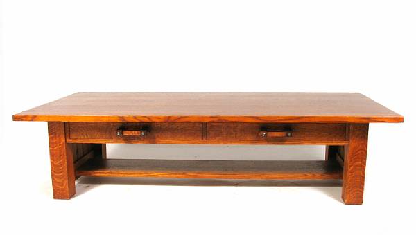 Appraisal: An Arts amp Crafts style oak coffee table height in