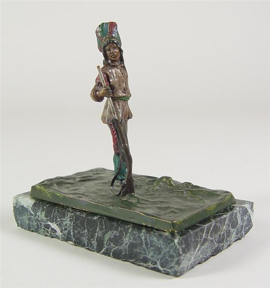 Appraisal: Cast Bronze Indian After Carl Kauba Cold-painted bronze figure of