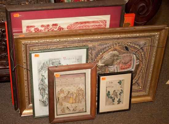 Appraisal: Five assorted Asian themed pictures prints etc each framed Estimate