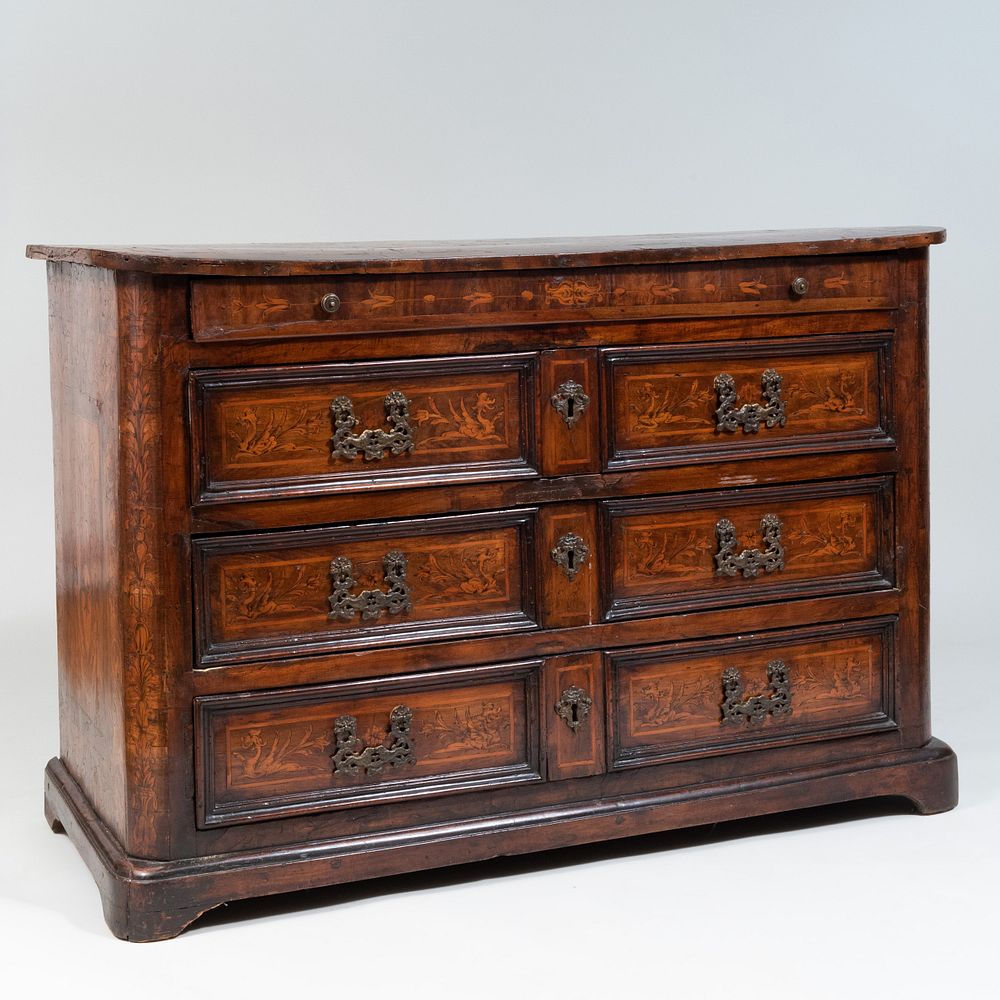 Appraisal: Italian Baroque Walnut and Fruitwood Marquetry and Penwork Chest of