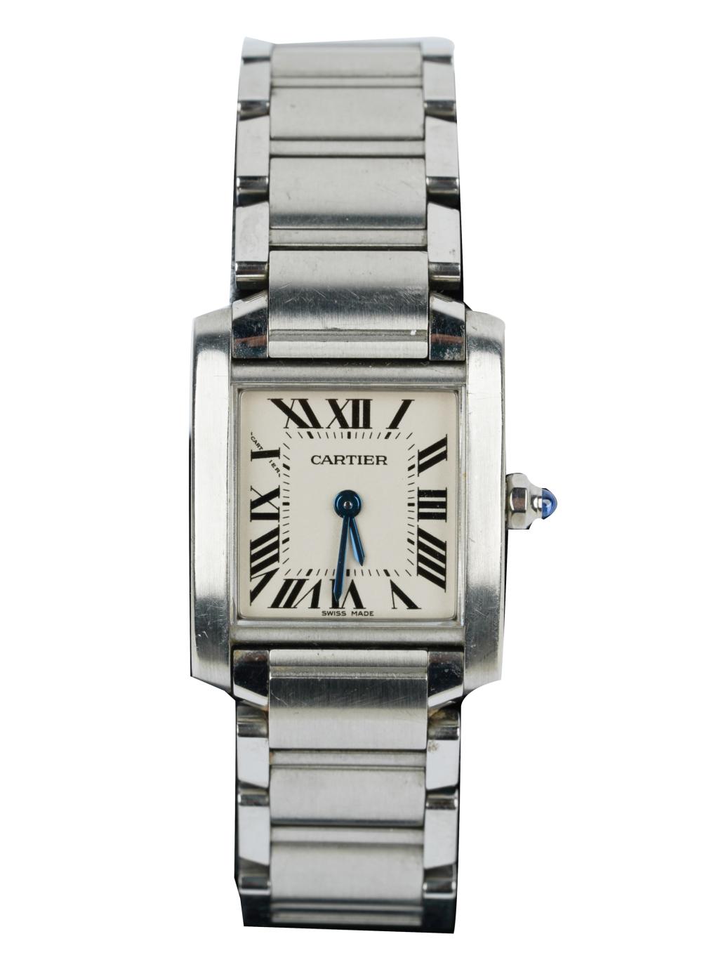 Appraisal: CARTIER STAINLESS STEEL TANK FRANCAISE WATCHthe dial signed 'Cartier' below