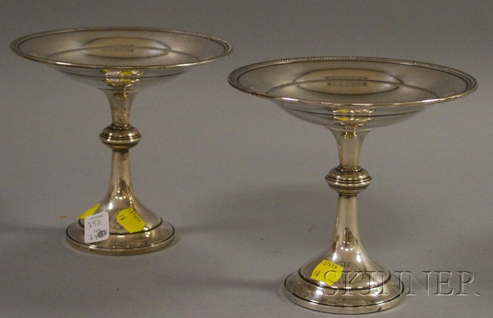 Appraisal: Pair of Rogers Sterling Weighted Footed Candy Dishes ht in