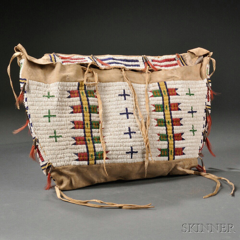 Appraisal: Arapaho Beaded Hide Possible Bag c last quarter th century