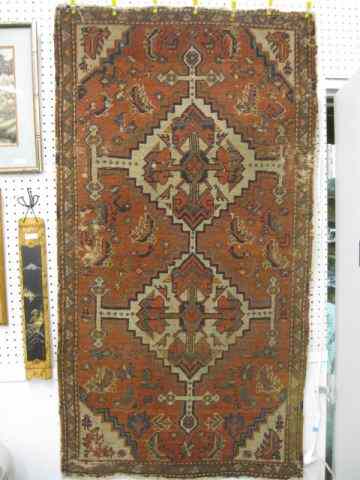 Appraisal: Kazak Persian Handmade rug antique double geometric medallion salmon field