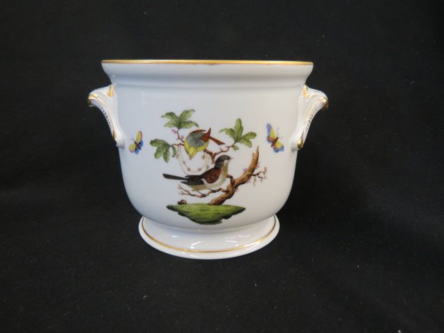 Appraisal: Herend Rothschild Porcelain Cache Potor planter birds butterflies floral signed