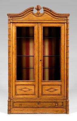 Appraisal: Faux bamboo bird's-eye maple wardrobe bird's-eye maple and pine with