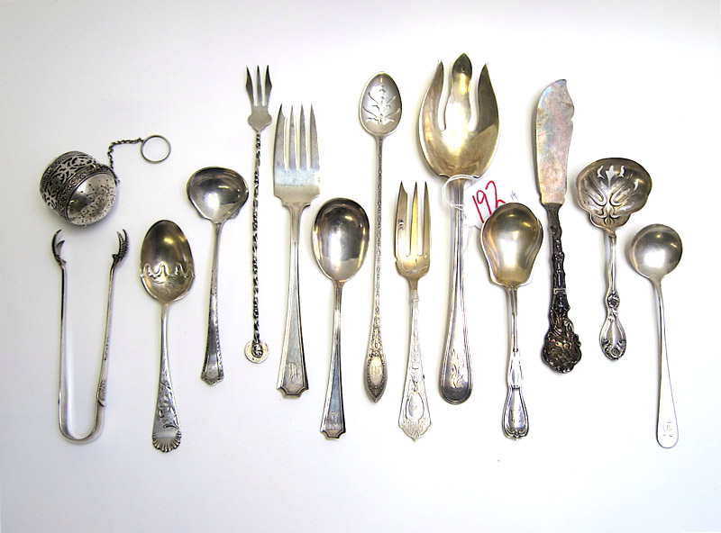 Appraisal: FOURTEEN ASSORTED STERLING SILVER FLATWARE A TEA BALL various makers