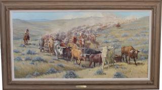 Appraisal: Bernard Thomas - The Nelson Story Trail Herd Oil on