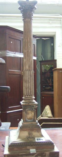 Appraisal: A plated table lamp formed as a large Corinthian column