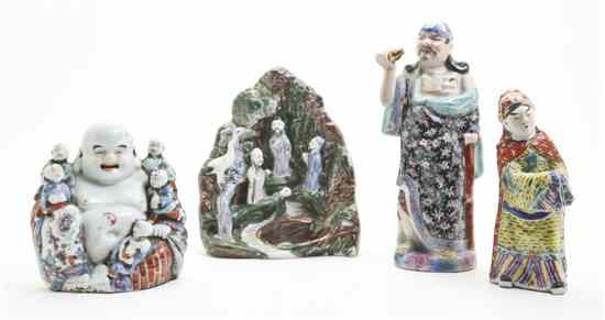 Appraisal: A Group of Four Chinese Polychrome Decorated Porcelain Figures th