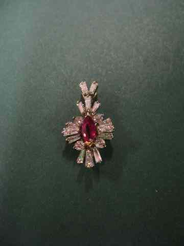 Appraisal: Ruby Diamond PENDANTfine rich marquise gem weighing carat surrounded by