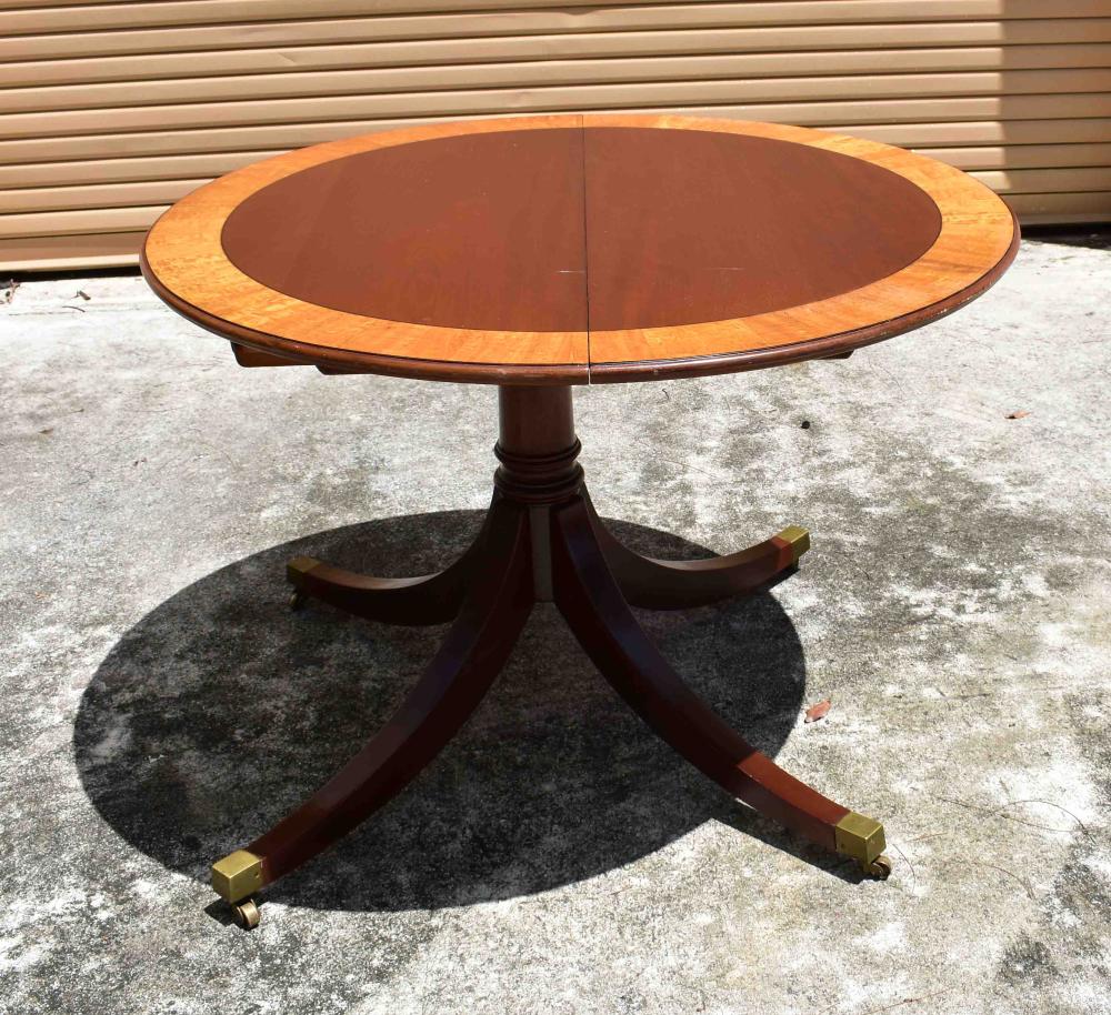 Appraisal: GEORGE III STYLE INLAID MAHOGANY PEDESTAL TABLE th Century Circular