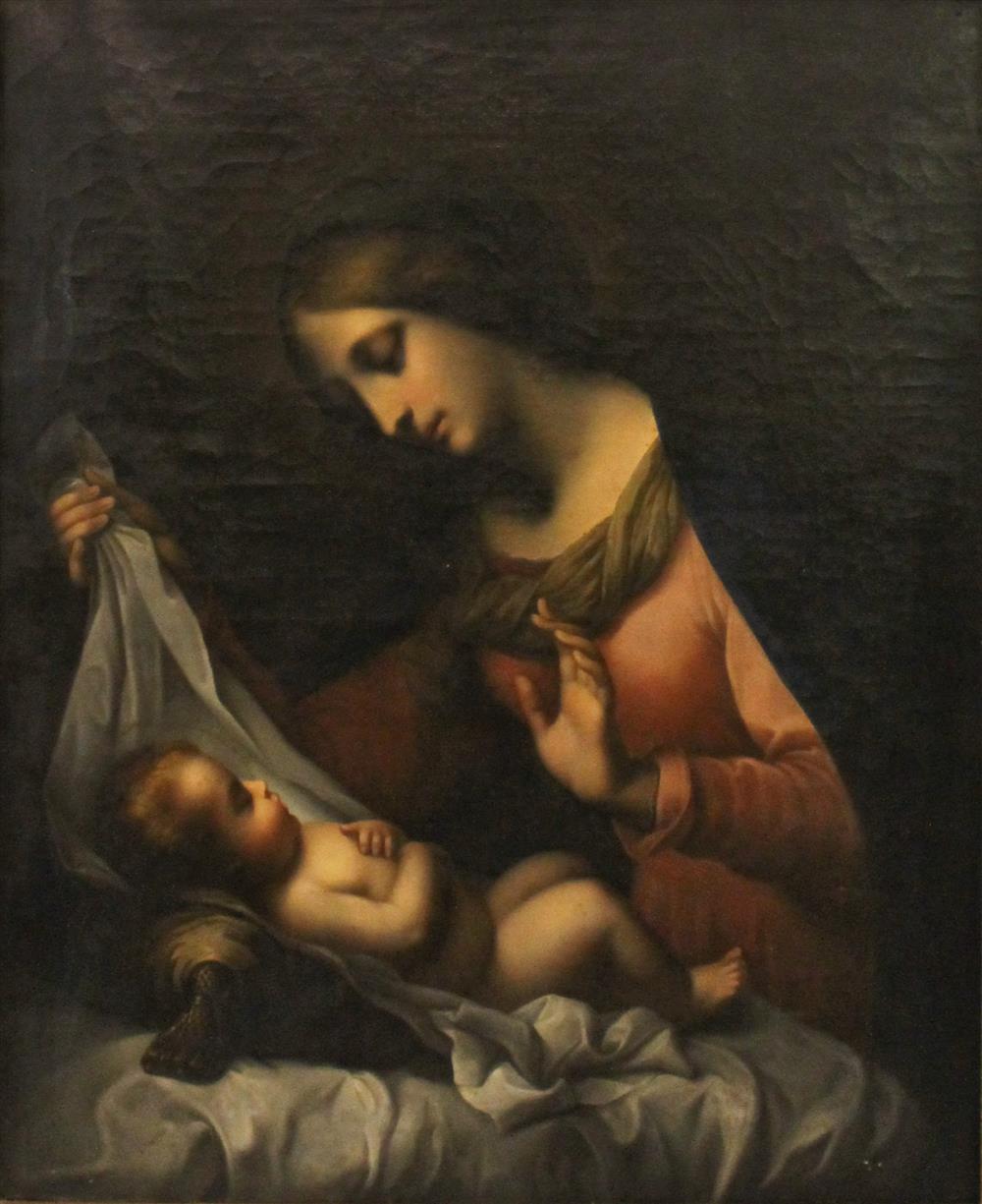 Appraisal: CONTINENTAL SCHOOL TH CENTURY MADONNA AND CHILD Oil on canvas