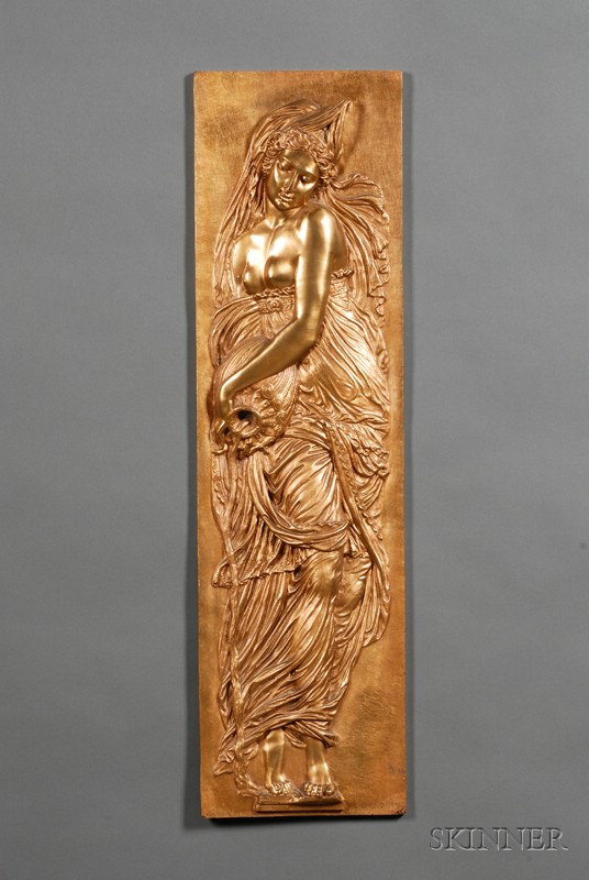 Appraisal: Bronze Plaque of a Water Maiden rectangular with F Barbedienne