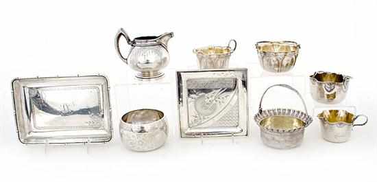 Appraisal: Whiting Aesthetic movement sterling bowls trays and baskets New York