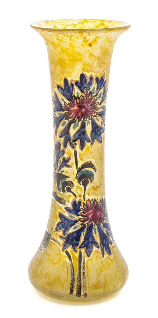 Appraisal: Sale Lot A Legras Painted Glass Vase of trumpet form