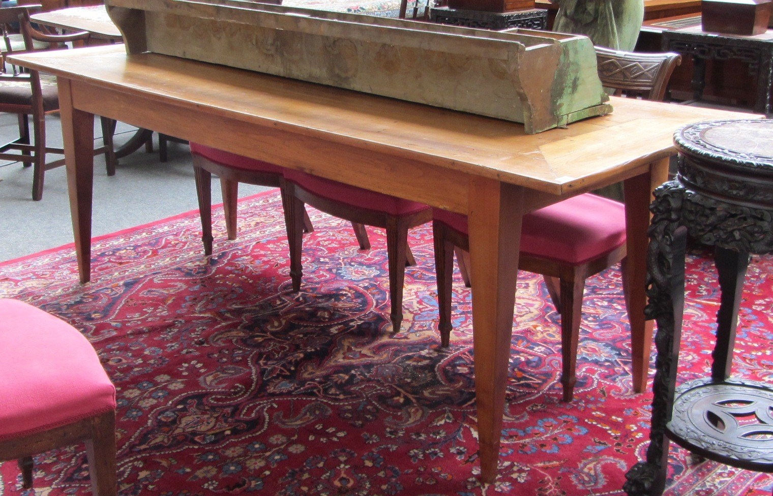 Appraisal: A th century French cherrywood farmhouse table the cleated plank