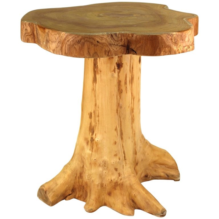 Appraisal: MODERN WOOD TREE TRUNK SIDE TABLE Modern natural wood tree