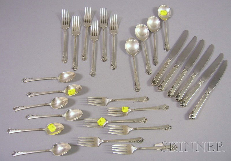 Appraisal: Heirloom Sterling Silver Partial Flatware Service Damask Rose pattern approx