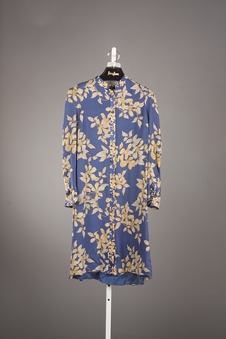 Appraisal: Valentino dusty blue yellow floral silk dress Size Neiman Marcus