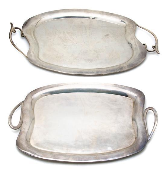 Appraisal: Two Mexican Sterling Silver Trays each of irregular handled form