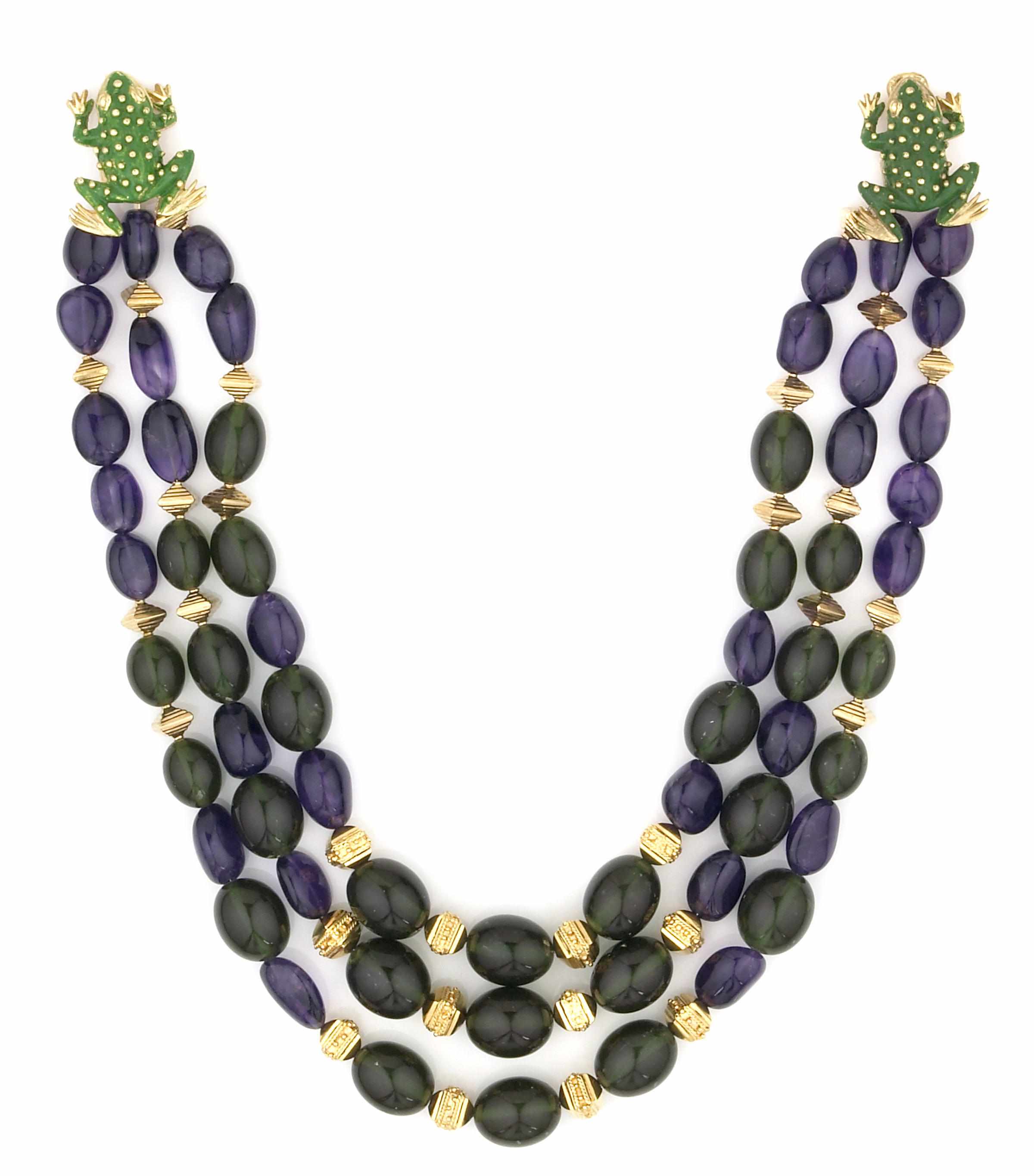 Appraisal: Tony Duquette American - sA green amber and amethyst bead